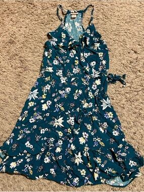 Mossimo Supply Co. Teal Floral Mini Dress